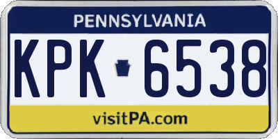 PA license plate KPK6538