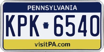 PA license plate KPK6540
