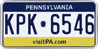 PA license plate KPK6546