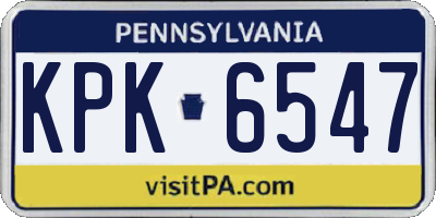 PA license plate KPK6547