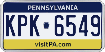 PA license plate KPK6549