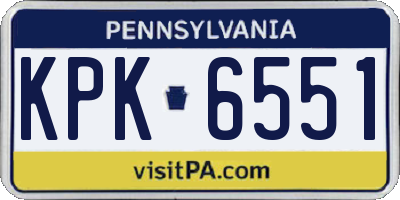 PA license plate KPK6551