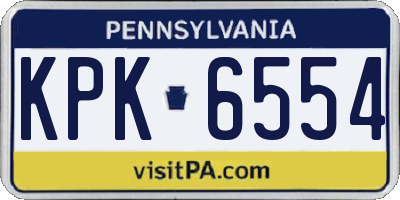 PA license plate KPK6554