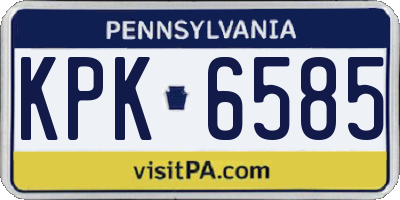 PA license plate KPK6585