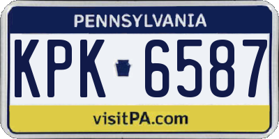 PA license plate KPK6587