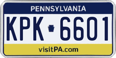PA license plate KPK6601