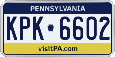 PA license plate KPK6602