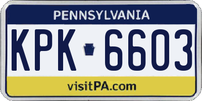 PA license plate KPK6603
