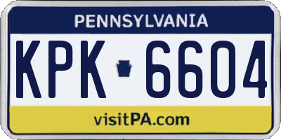 PA license plate KPK6604