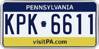 PA license plate KPK6611