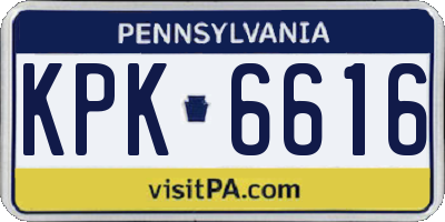 PA license plate KPK6616