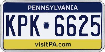 PA license plate KPK6625