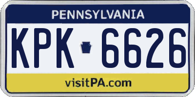 PA license plate KPK6626