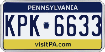 PA license plate KPK6633