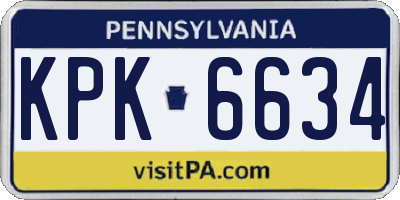 PA license plate KPK6634