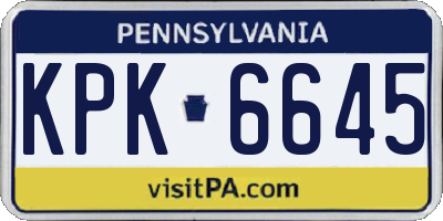 PA license plate KPK6645