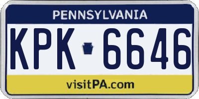 PA license plate KPK6646