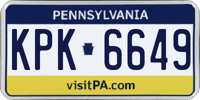 PA license plate KPK6649