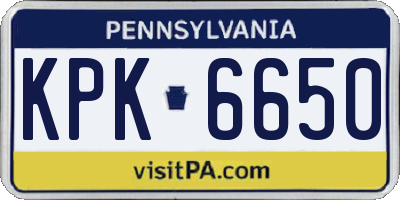 PA license plate KPK6650