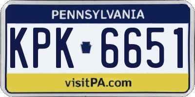 PA license plate KPK6651
