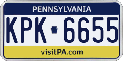 PA license plate KPK6655
