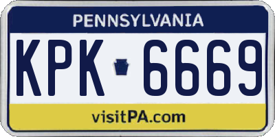 PA license plate KPK6669