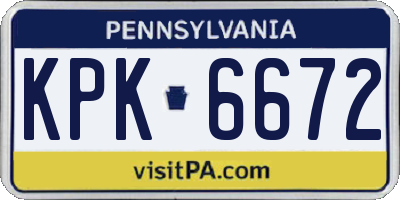 PA license plate KPK6672