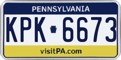 PA license plate KPK6673