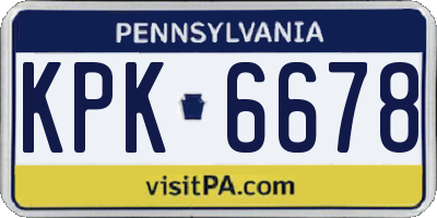 PA license plate KPK6678