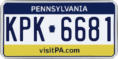 PA license plate KPK6681