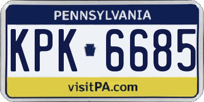 PA license plate KPK6685