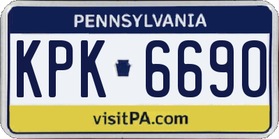 PA license plate KPK6690