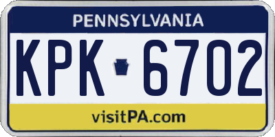 PA license plate KPK6702