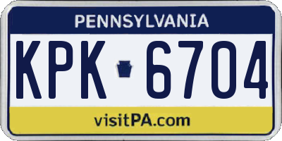 PA license plate KPK6704