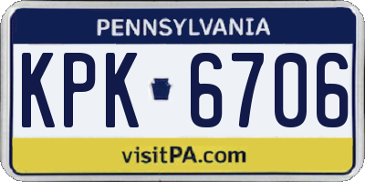 PA license plate KPK6706