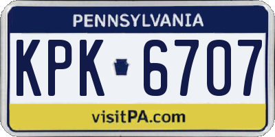 PA license plate KPK6707