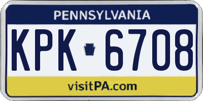 PA license plate KPK6708
