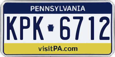 PA license plate KPK6712