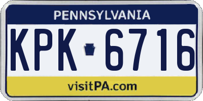 PA license plate KPK6716