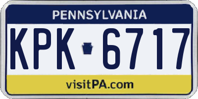 PA license plate KPK6717
