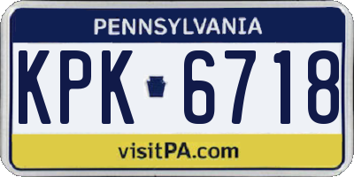 PA license plate KPK6718