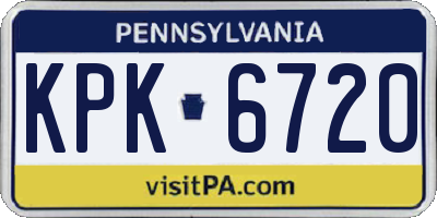 PA license plate KPK6720