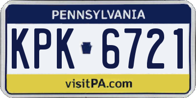 PA license plate KPK6721