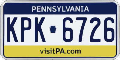PA license plate KPK6726