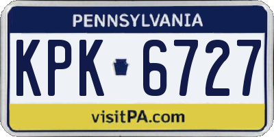 PA license plate KPK6727