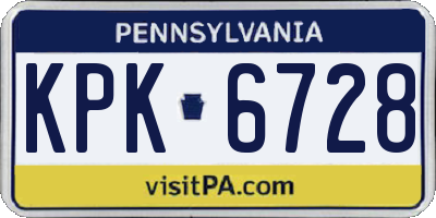 PA license plate KPK6728