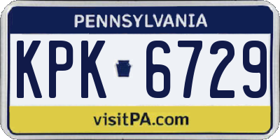 PA license plate KPK6729