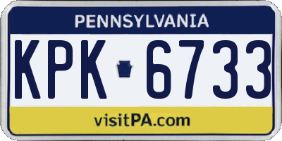 PA license plate KPK6733