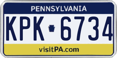 PA license plate KPK6734