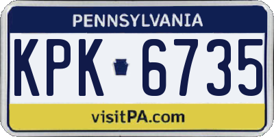 PA license plate KPK6735